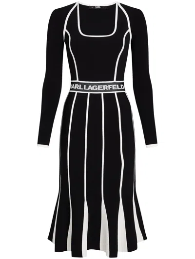 Karl Lagerfeld Transformer Knitted Midi Dress In Black