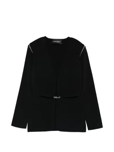 Karl Lagerfeld Transformer V-neck Cardigan In Black