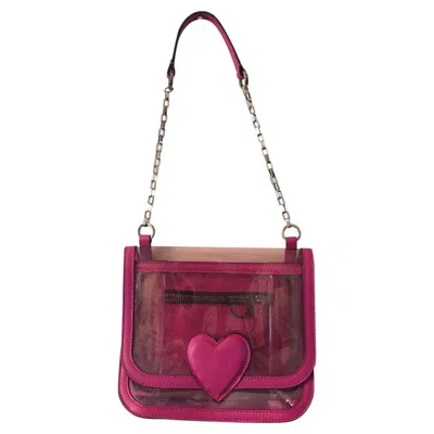 Pre-owned Karl Lagerfeld Transparent Handbag With Fuchsia Leather Edges In Brown
