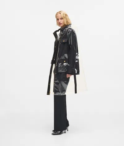 Karl Lagerfeld Transparent Raincoat In Black