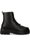Karl Lagerfeld Kl Monogram Kombat Lace Up Boots In Black