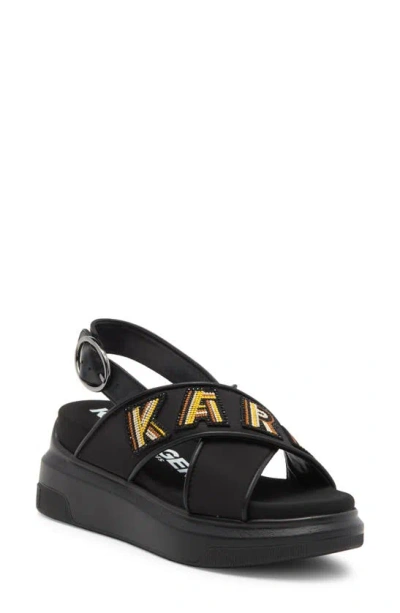 Karl Lagerfeld Trella Slingback Platform Wedge Sandal In Black