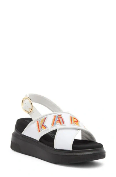 Karl Lagerfeld Trella Slingback Platform Wedge Sandal In Bright White