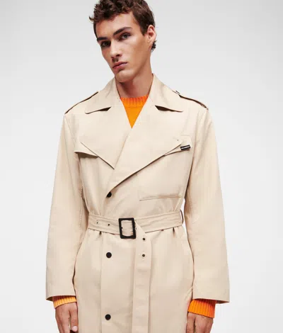Karl Lagerfeld Trench Coat With Belt In Neutral
