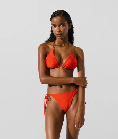 Karl Lagerfeld Triangle Bikini Top In Orange