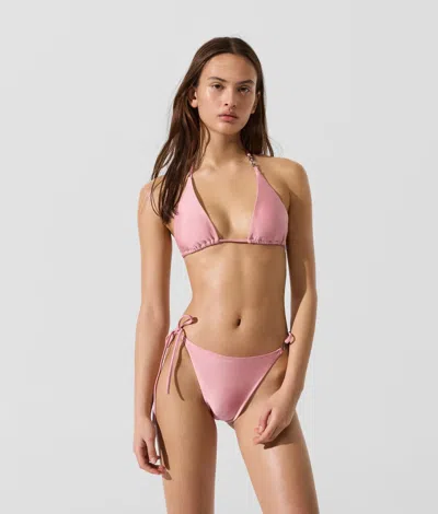 Karl Lagerfeld Triangle Bikini Top In Pink