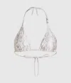 Karl Lagerfeld Snake-print Triangle Bikini Top In White