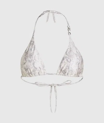 Karl Lagerfeld Snake-print Triangle Bikini Top In Multi