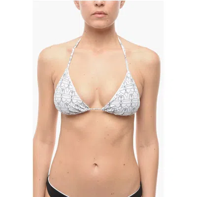 KARL LAGERFELD TRIANGLE BIKINI TOP WITH ALL-OVER ICONIC WOMEN'S PRINT