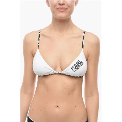 Karl Lagerfeld Triangle Bikini Top With Animal Motif Details In White