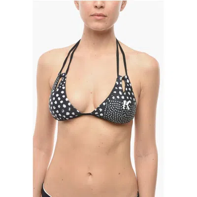 Karl Lagerfeld Triangle Bikini Top With Contrasting Details In Black