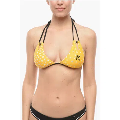 Karl Lagerfeld Triangle Bikini Top With Cut Out Details In Black