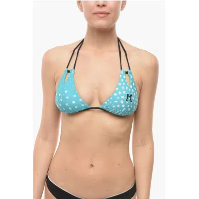 Karl Lagerfeld Triangle Bikini Top With Cut Out Details In Blue