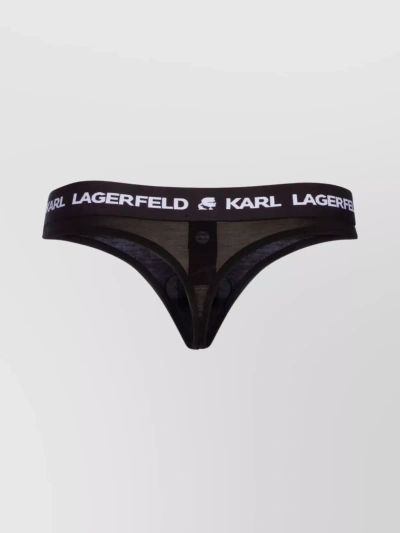 Karl Lagerfeld Logo-waistband Thongs In Black