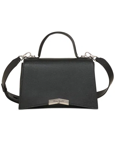 Karl Lagerfeld Tropez Small Leather Satchel In Black