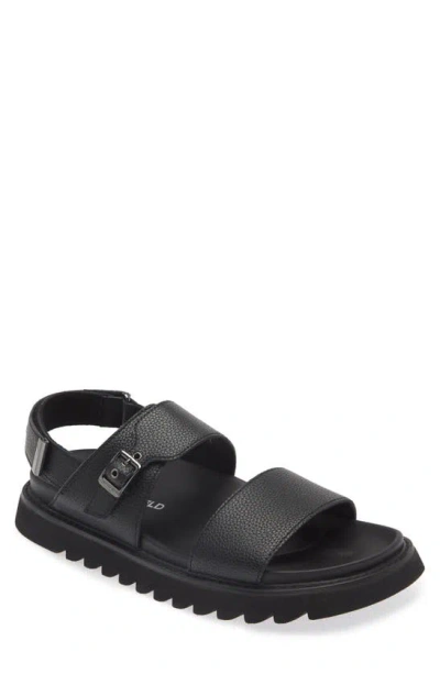 Karl Lagerfeld Tumbled Leather Fishermand Sandal In Black