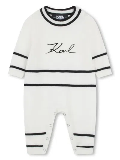 Karl Lagerfeld Babies' Logo-print Striped Romper In Cream