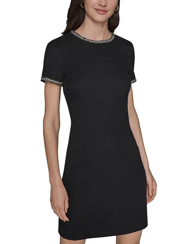 Karl Lagerfeld Tweed A Line Dress In Black