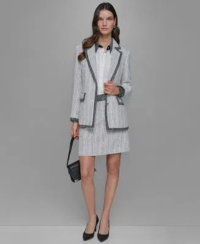 Karl Lagerfeld Tweed Blazer Blouse Tweed A Line Skirt In Soft White,black