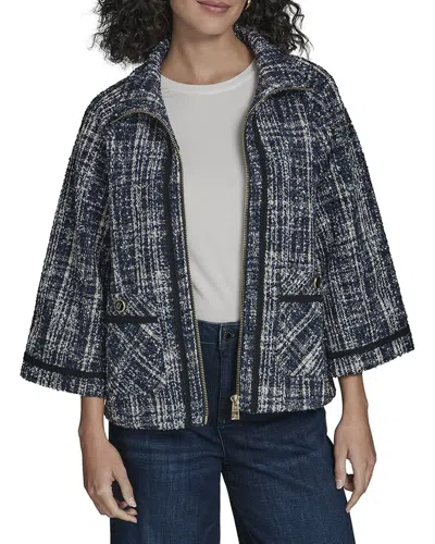 Karl Lagerfeld Tweed Capelet Jacket In Black