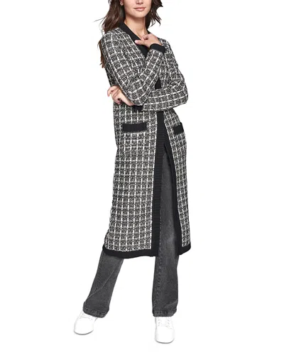 Karl Lagerfeld Tweed Cardigan In Black/soft White