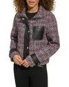 Karl Lagerfeld Tweed Front Zip Jacket In Purple