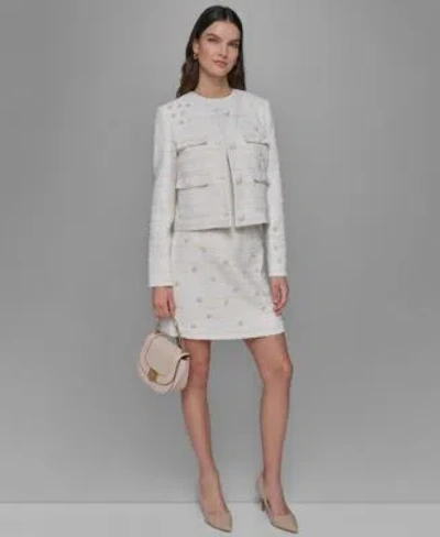 Karl Lagerfeld Tweed Jacket Sleeveless Top Tweed Skirt In White