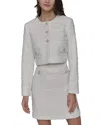 Karl Lagerfeld Tweed Jacket In Soft White