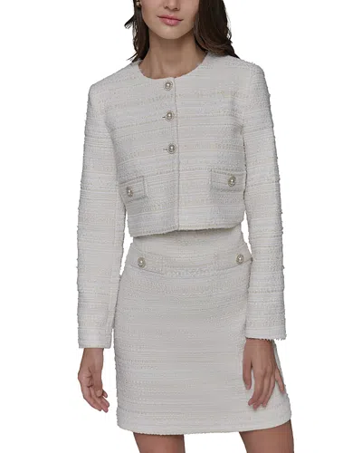 Karl Lagerfeld Tweed Jacket In Soft White