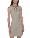 Karl Lagerfeld Tweed Keyhole Shift Dress In Multi