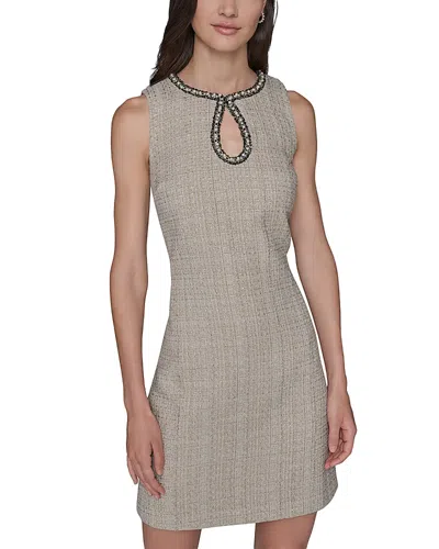 Karl Lagerfeld Tweed Keyhole Shift Dress In Multi