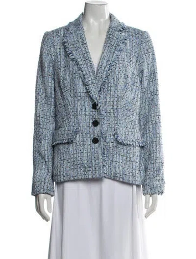Pre-owned Karl Lagerfeld Tweed Pattern Blazer In Blue