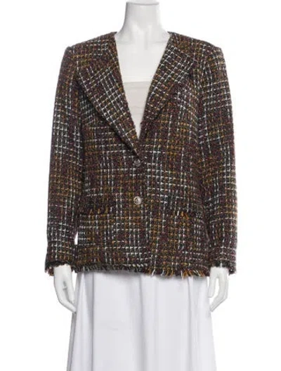 Pre-owned Karl Lagerfeld Tweed Pattern Blazer In Brown