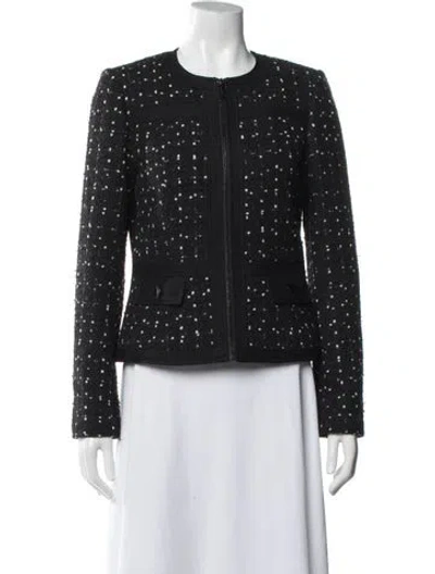 Pre-owned Karl Lagerfeld Tweed Pattern Jacket In Black