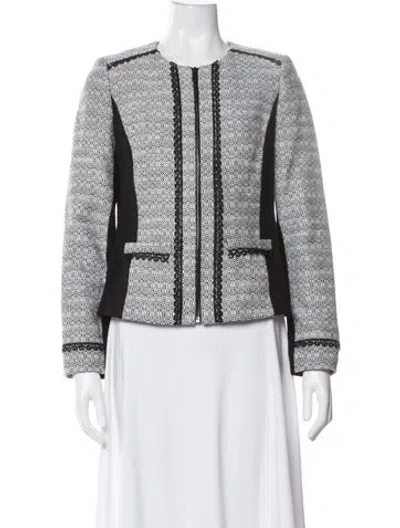 Pre-owned Karl Lagerfeld Tweed Pattern Jacket In Blue