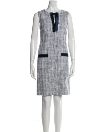 Pre-owned Karl Lagerfeld Tweed Pattern Knee-length Dress W/ Tags In Blue