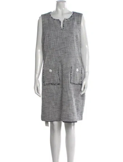 Pre-owned Karl Lagerfeld Tweed Pattern Knee-length Dress W/ Tags In White