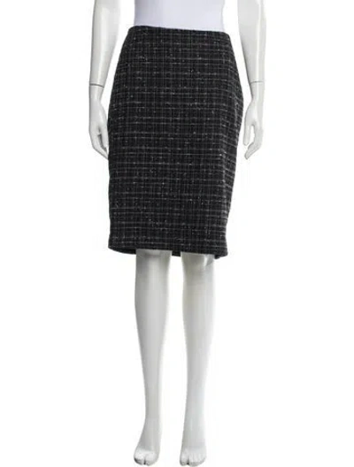 Pre-owned Karl Lagerfeld Tweed Pattern Knee-length Skirt W/ Tags In Black