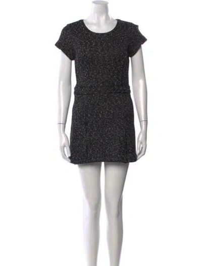 Pre-owned Karl Lagerfeld Tweed Pattern Mini Dress In Black
