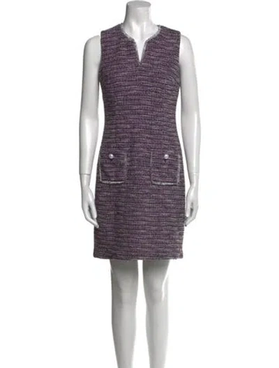 Pre-owned Karl Lagerfeld Tweed Pattern Mini Dress In Purple