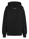Karl Lagerfeld Tweed-sleeve Hoodie In Black