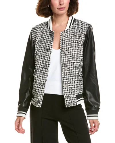 Karl Lagerfeld Tweed Varsity Jacket In Black
