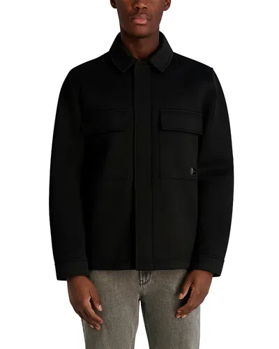 Karl Lagerfeld Twill Collared Shirt Jacket In Black