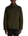 Karl Lagerfeld Twill Collared Shirt Jacket In Brown