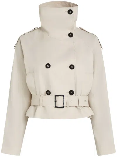 Karl Lagerfeld Twill Cropped Jacket In Neutrals