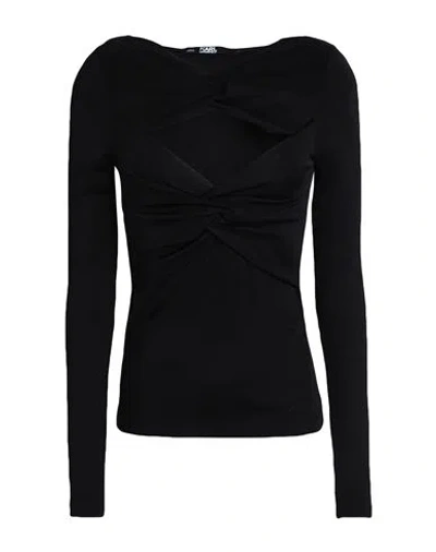 Karl Lagerfeld Twist Lslv Evening Top Woman Top Black Size L Viscose, Elastane