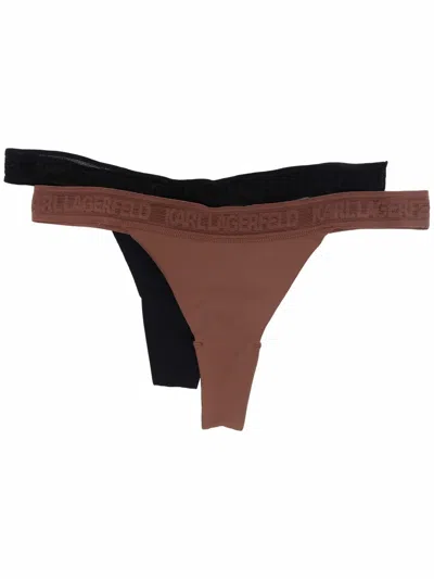 Karl Lagerfeld Two-piece Logo Thong Set In Black