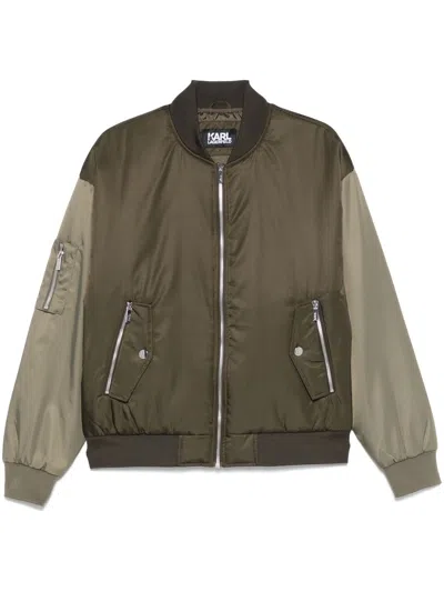 Karl Lagerfeld Two-tone Bomber Jacket In Green