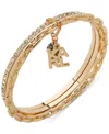 Karl Lagerfeld Two-tone Crystal Disco Ball & Logo Charm Triple-row Bangle Bracelet In White