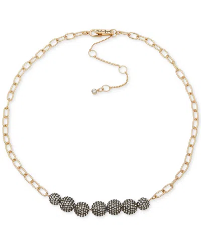 Karl Lagerfeld Two-tone Crystal Pave Disco Ball Collar Necklace, 16" + 3" Extender In White
